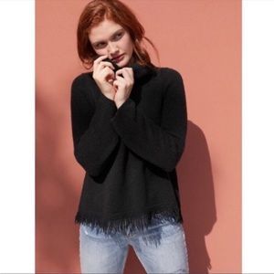 Anthropologie Akemi + Kin Cowl Neck Fringe Bottom Cozy Sweater